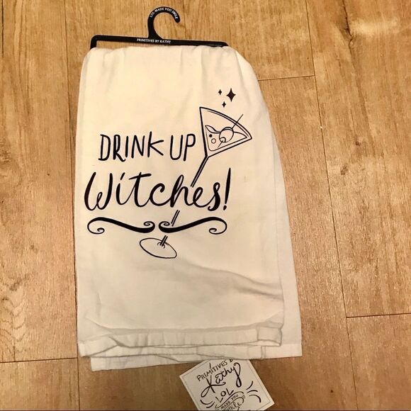 Primitives by Kathy Drink Up Witches Kitchen Towel - Picture 1 of 5